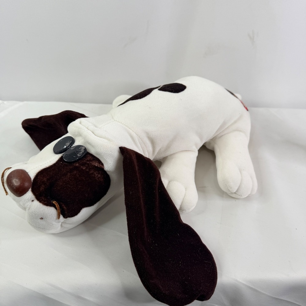 Vintage Pound Puppies Plush Dog White Brown Spots Galoob Floppy Ears Stuffed Toy